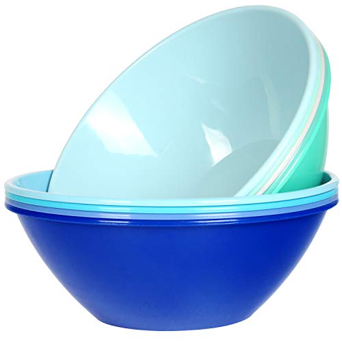 Youngever 10 inch 100 Ounce Plastic Mixing and Serving Bowls, Popcorn Bowls, Salad Bowls, Chip and Dip Serving Bowls, Set of 9 (Coastal) - color: Coastal