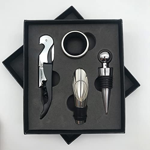Yctze Wine Opener Set, Stainless Steel Rustproof Corkscrew Kit, Packaging Kit, Ideal for Home, Bar, Restaurant, Gifts (Black) - size: Black