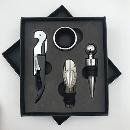 Yctze Wine Opener Set, Stainless Steel Rustproof Corkscrew Kit, Packaging Kit, Ideal for Home, Bar, Restaurant, Gifts (Black) - size: Black