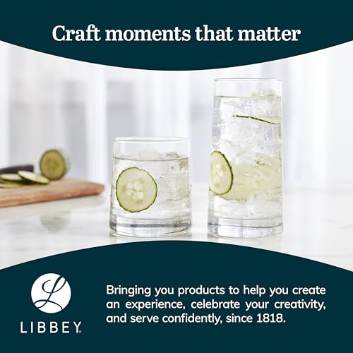 Libbey Cabos 16-Piece Rocks and Tumbler Glasses Set, Angled Glass Cups Set for Water, Juices, and More, Dishwasher-Safe Modern Glassware - color: 08 - Cabos