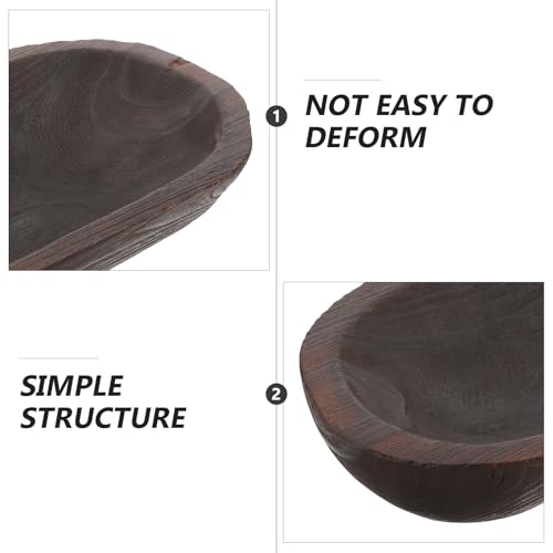 SUPVOX Wooden Decorative Dough Bowl Rustic Paulownia Large Wood Serving Bowl Hand-carved Centerpiece for Home Table Decor