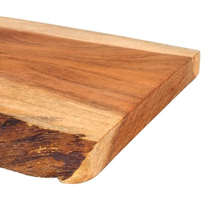 GoCraft Acacia Wood Live Edge Cutting Board – 16 x 10 Inch – Rustic Handcrafted Charcuterie Board with Handle, Wooden Cheese Tray, Serving Platter, Chopping Block for Kitchen & Farmhouse Décor - size: 16.3"L x 10"W