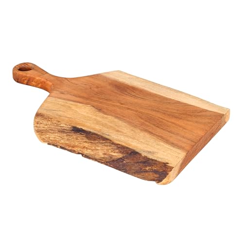 GoCraft Acacia Wood Live Edge Cutting Board – 16 x 10 Inch – Rustic Handcrafted Charcuterie Board with Handle, Wooden Cheese Tray, Serving Platter, Chopping Block for Kitchen & Farmhouse Décor - size: 16.3"L x 10"W