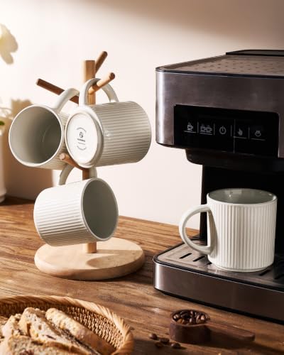 famiware Coffee Mug Set of 4, Star 12 oz Ceramic Mugs Cups Set with Handle | Stoneware Stackable Catering Cup for Coffee, Tea, Cappuccino, Latte, Microwave & Dishwasher Safe, Oat - color: Star-Oat, size: 4 Count (Pack of 1)