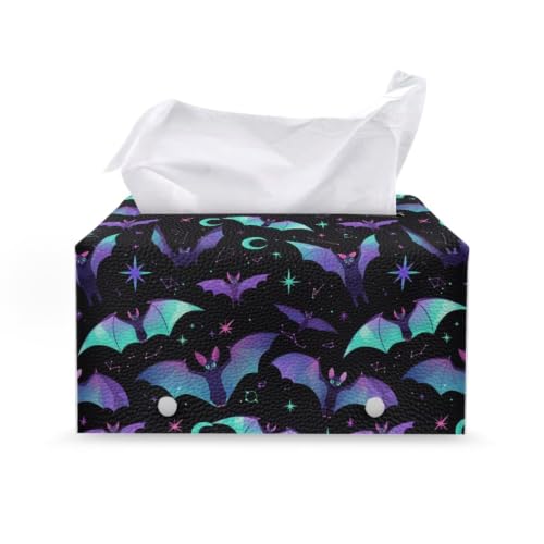 Colorful Bat Tissue Box Holder Modern PU Leather Rectangular Tissue Box Waterproof Tissue Cover Tissue Box Cover Lightweight Decorative Tissue Box Organizer for Bathroom - color: Colorful Bat5