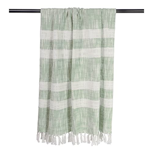 DII Mid-Century Modern Slub Stripe Woven Throw, Mint, 50x60 - color: Mint