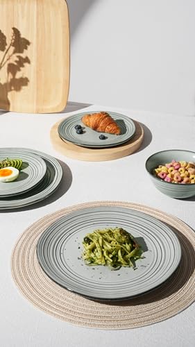 famiware Dinner Plates, 8 Inch Small Plate Set for 6, Dessert Appetizer Speckled Hand-made Ceramic Salad Plates, Microwave & Dishwasher Safe, Scratch Resistant, Twilight Series, Ashy Blue - color: Ashy Blue, size: 8 inch