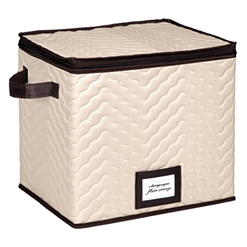 Wine Glass Storage Box with Dividers, Holds 12 Champagne Flute 3" Wide | Stemware Storage Case, Protects Fine China, Durable Quilted Microfiber, Carry Handles, Ideal for Champagne Flute - size: Champagne Flute, style: 1 Pack