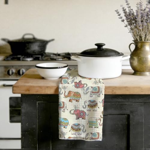 Elephants Kitchen Towels, Elephant Gifts Dish Towels for Kitchen, Highly Absorbent Hand Towel Tea Towel, Elephant Gift, 16 x 25 Inch Drying Towel Housewarming Gifts for Women Girls Sisters - color: Lm 314