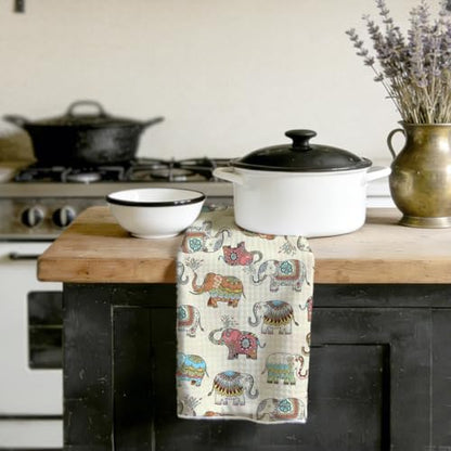Elephants Kitchen Towels, Elephant Gifts Dish Towels for Kitchen, Highly Absorbent Hand Towel Tea Towel, Elephant Gift, 16 x 25 Inch Drying Towel Housewarming Gifts for Women Girls Sisters - color: Lm 314