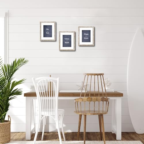 Rustic Distressed Retro Style White Frame 8x10 Picture Frame Set of 3 with Real Glass for Pictures 5x7 with Mat or 8x10 Without Mat, Wall Gallery or Tabletop display - size: 8x10(set of 3)
