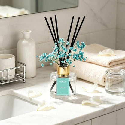 Reed Diffuser Set, Tulip 3.38 fl oz Oil Diffuser Home Fragrance Bathroom Decor - color: Transparency