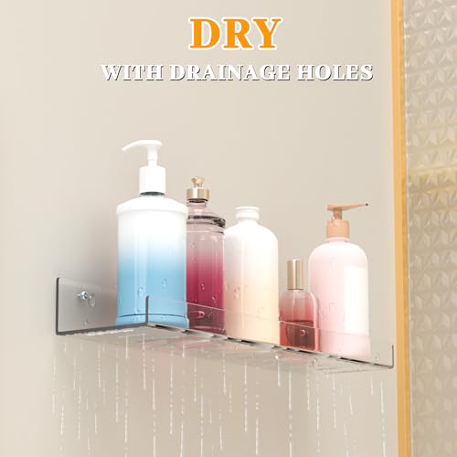 LAZYROSY 6 Pack Floating Shelves - Clear Acrylic/PET Wall Mounted Non-Drilling Storage Rack with Adhesive, Invisible Bathroom and Bedroom Shelves for Kitchen, Living Room, Clear Decoration - size: 6-Piece Set