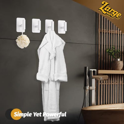 Heavy Duty Adhesive Hooks - 26lb Max, Sticky Wall Hooks Waterproof Stainless Steel for Hanging Towel, Coat, Robe, Towel Hooks Stick on Bathroom, Kitchen, Shower, Door (White, 4 Pack) - color: White-Cylinder4