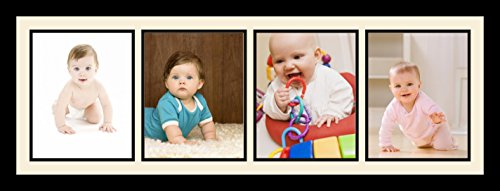 ArtToFrames Collage Photo Frame Single Mat with 4-8x10 Openings and Satin Black Frame. - color: 4 - 8x10 - (2357)