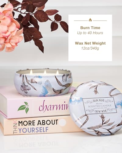 M&SENSE Happy Gardenia Scented Candles 12 oz | Triple Wick, 40 Hour Long Burn, Non-Toxic,100% Natural Soy Wax, Stress Relaxing Aromatherapy Candle Gift for Women Men - color: Happy Gardenia