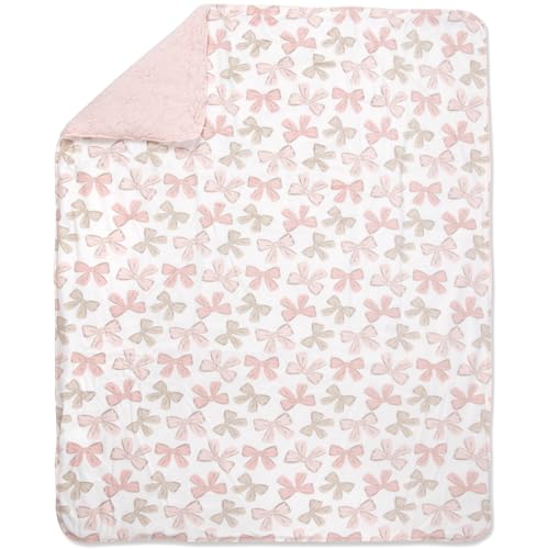 Baby Essentials Sherpa Fleece Baby Blanket 35x30 – Super Soft, Warm Reversible Baby Blankets for Newborns, Infants, Toddlers, and Nursery - color: Bow Print