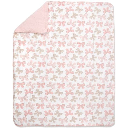 Baby Essentials Sherpa Fleece Baby Blanket 35x30 – Super Soft, Warm Reversible Baby Blankets for Newborns, Infants, Toddlers, and Nursery - color: Bow Print