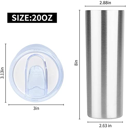 HASLE OUTFITTERS 20 oz Skinny Tumblers Bulk Set, Stainless Steel Insulated Slim Tumblers with Lids, Reusable Double Wall Travel Coffee Mugs, Durable Powder Coated Travel Water Cups(12) - color: Stainless Steel, size: 20 oz (12 Count)