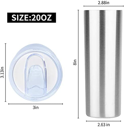 HASLE OUTFITTERS 20 oz Skinny Tumblers Bulk Set, Stainless Steel Insulated Slim Tumblers with Lids, Reusable Double Wall Travel Coffee Mugs, Durable Powder Coated Travel Water Cups(12) - color: Stainless Steel, size: 20 oz (12 Count)