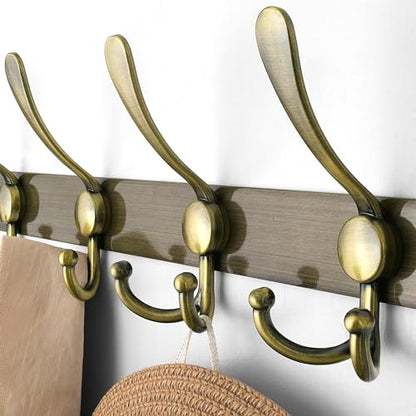 Coat Rack Wall Mounted - 5 Tri Hooks, Heavy Duty, Stainless Steel, Metal Coat Hook Rail for Coat Hat Towel Purse Robes Mudroom Bathroom Entryway,Bronze - color: Bronze, size: L=16" (1 Pcs)