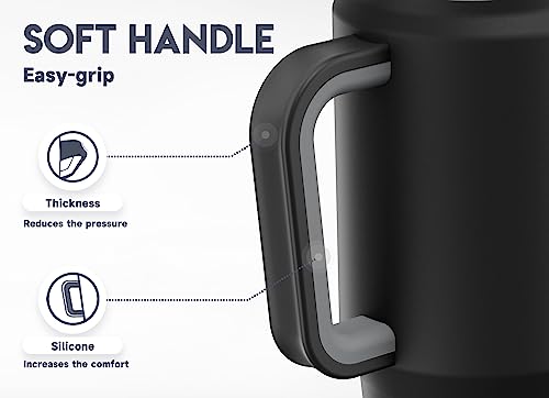 Meoky 32 oz Tumbler with Handle, Insulated Tumbler with Lid and Straw, Stainless Steel Travel Mug, Keeps Cold for 24 Hours, 100% Leak Proof, Fits in Car Cup Holder (Night) - color: Night, size: 32 Ounces