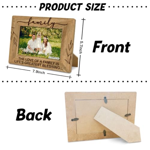 Family Gifts, Wooden Picture Frame - The Love of a Family is Life's Greatest Blessing, Gift for Dad, Mom, Grandparents, Father, From Son, Daughter, Rustic Photo Frames 4 x 6-Nature Wood Texture A3 - color: Color 04