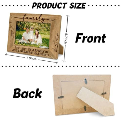 Family Gifts, Wooden Picture Frame - The Love of a Family is Life's Greatest Blessing, Gift for Dad, Mom, Grandparents, Father, From Son, Daughter, Rustic Photo Frames 4 x 6-Nature Wood Texture A3 - color: Color 04