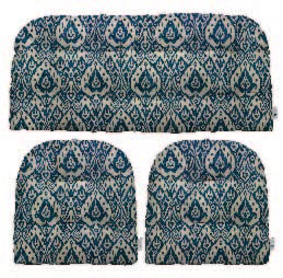 RSH DECOR 3Piece Wicker Tufted Outdoor Chair Cushions for Patio Furniture, Ashmore Marine Loveseat Cushion Set, 44” x 22” Bench & 2 Seat Cushions, Wicker Patio Furniture Cushion, Made in USA - color: Ashmore Marine, size: 44" x 22" & 2 - 22" x 22"