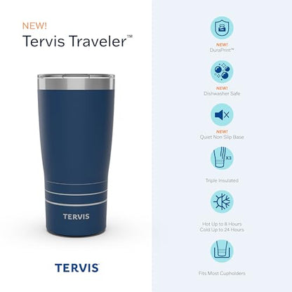 Tervis Traveler Inkreel Butterfly Wing Triple Walled Insulated Tumbler Travel Cup Keeps Drinks Cold & Hot, 20oz, Stainless Steel | Thermos Travel Mug, Insulated, 18/8 Stainless, Quiet Base, BPA-Free, Dishwasher Safe, Fits Most Cupholders, Gifts under $50
