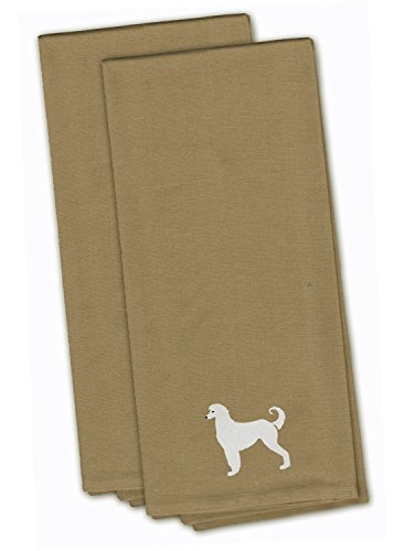 Caroline's Treasures BB3406TNTWE Afghan Hound Tan Embroidered Towel Set of 2 Decorative Bathroom Guest Hand Towel for Hand, Face, Tea, Dishcloth, 19 X 25, Tan - color: Tan, style: Afghan Hound