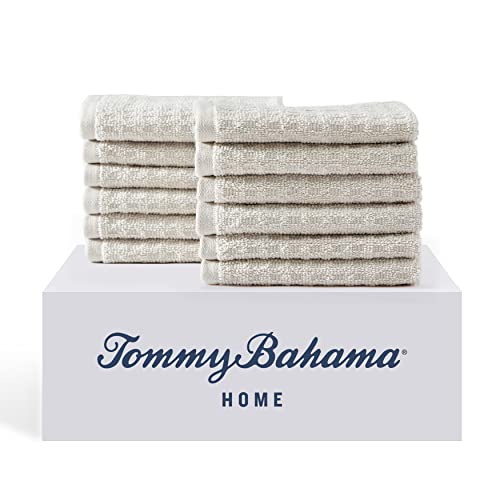 Tommy Bahama - Washcloths, Soft & Absorbent Cotton Towels, Low Linting & Fade Resistant, Oeko-Tex Certified (Northern Pacific Light Brown, 12 Piece) - color: Northern Pacific Dune Brown, size: 12 Piece Washcloths