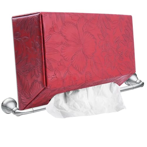 Hand Towels Box Cover,PU Leather Tissue Box Cover Holder Compatible with Kleenex Disposable Paper Hand Towels Suitable for Dining,Kitchen,Bathroom(1-Carved Dark Red) - color: 1-carved Dark Red2