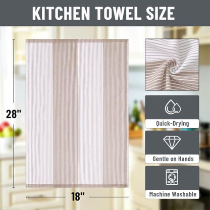 Homaxy Premium 100% Cotton Kitchen Towels 18"x28", 6 Pack, Khaki | Large Kitchen Hand Towels, Soft and Absorbent Tea Towel, Dish Towels with Hanging Loops - color: Khaki, size: 18 x 28 - 6 Pack