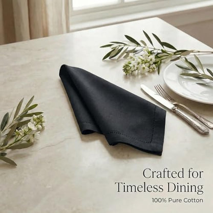 Urban Villa Cloth Napkins Cotton 20x20 (Set of 12) Black - color: 019 Black, size: 20" x 20" (Set of 12)