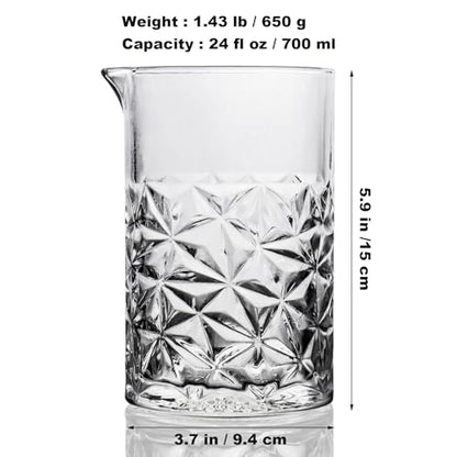 Cocktail Mixing Glass with Strainer Set, Bartender Gifts for Men | 24 oz Crystal Stirring Glass with 304 Stainless Steel Strainer, Elegant and Professional Barware Tools, Housewarming Gift