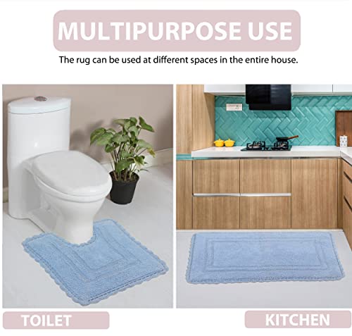 Home Weavers Casual Elegance Reversible Bathmat 100% Cotton Bathroom Rugs Set, Washable Rug, Extra Soft and Absorbent Bath Rug, Kitchen Mat, Bath Mat Set, Non Slip Mat, 17"x24" Rectangle, Blue - color: Blue, size: 1'5" x 2' (Rectangular)