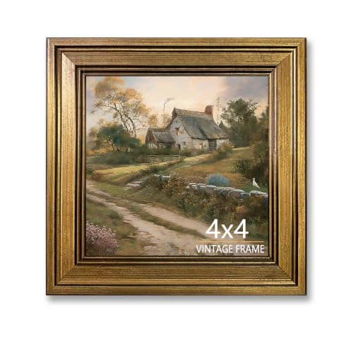 4x4 Picture Frame Vintage Gold for Tabletop & Wall Mount | Picture Frames for Living Room, Bedroom, Office Décor & Wedding Gift - color: Gold, size: 4X4 - 1 Pack