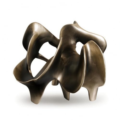 Abstract Ornament Modern Geometric Sculpture Easy to Clean Tabletop Decorative Piece for Living Room, Entryway, Office, Gold - color: Gold