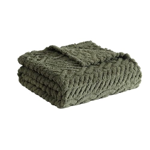 Nautica - Throw Blanket, Soft Cable Knit Sherpa Bedding, Cozy Home Decor for Bed or Couch (Declan Green, 50" x 60") - color: Declan Green