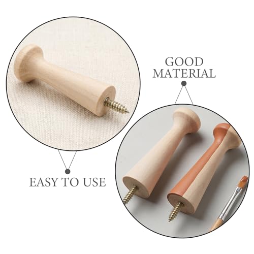 14pcs Khaki Wood Hanging Hooks with Spiral Shape, No Drilling Install and Adaptable Design, for Entryways and Room, Minimal Nordic Style Coat and Hat Hangers