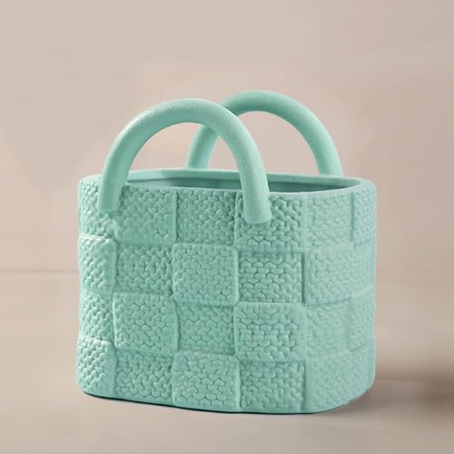 Ceramic Vase, Small Modern Flower Vase for Home Decor, Handbag Collection Creative Ceramic Floral Vases for Centerpieces, Flower Arrangement Decoration Shooting Props (Green) - color: Green