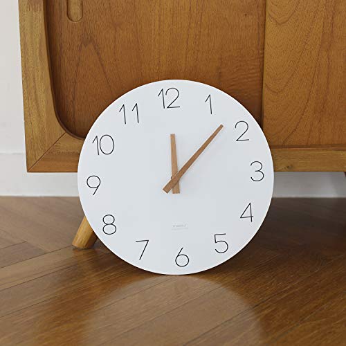 mooas Flatwood Wall Clock, 12" Analog Wall Clock, Silent Non-Ticking | Modern Wall Clocks Battery Operated for Office, Home, Bathroom, Kitchen, Bedroom, School, Living Room - color: Flatwood