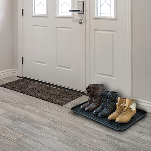 All-Weather Indoor and Outdoor Mat and Boot Tray 2 Pack (Black) by Stalwart