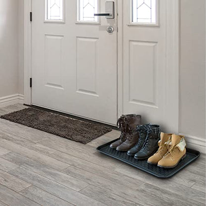 All-Weather Indoor and Outdoor Mat and Boot Tray 2 Pack (Black) by Stalwart