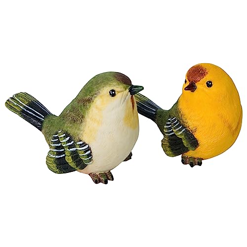 DreamsEden Birds Home Decor - Set of 2 Birds Statue for Indoor Outdoor - Small Decorative Birds Figurine Realistic Animal Resin Ornament for Livingroom Bedroom Desktop Shelf Cabinet - color: Realistic