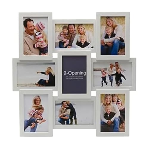 MELANNCO 18 x 18 Inch 9 Opening Photo Collage Frame, Displays Four 4x6 and Five 6x4 Inch Photos, White - color: White, size: 18 x 18 Inch