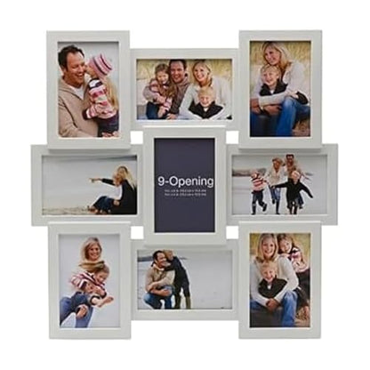 MELANNCO 18 x 18 Inch 9 Opening Photo Collage Frame, Displays Four 4x6 and Five 6x4 Inch Photos, White - color: White, size: 18 x 18 Inch