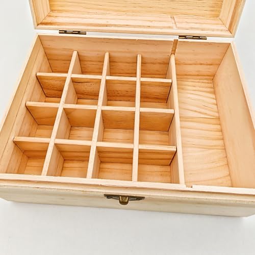 Anktily Unfinished Wooden Storage Organizer Box with Lid, Unpainted Wood Case Box for Small Keepsakes, Jewellery, Tea Bag Holder Case (17 Grids) - style: 17 Grids
