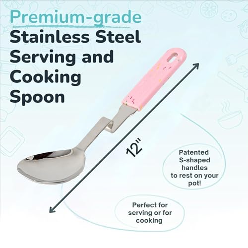 Souper Cubes Stainless Steel Spoon with Silicone Grip, Cotton Candy | Durable Cooking Spoon Hooks to Your Pot to Help Prevent Drips and Keep Counters and Stovetop Clean - color: Cotton Candy, size: Spoon 1-Pack
